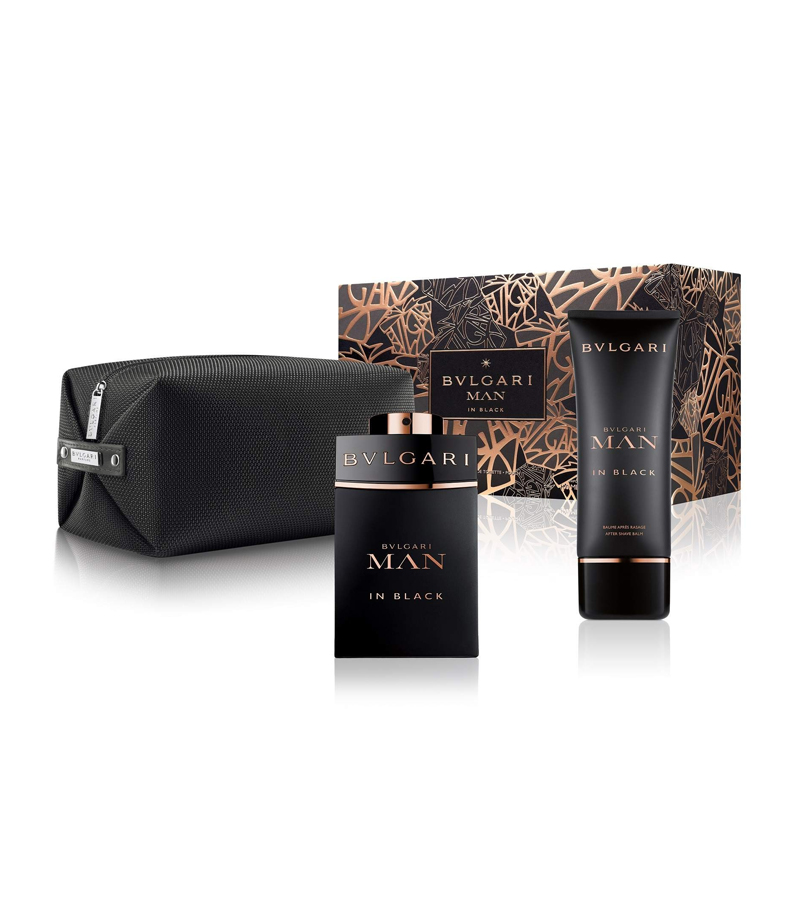 Bvlgari Man in Black 3 Piece Gift Set for Men, 3.4Oz EDP Spray + After  Shave Balm + Travel Pouch Bag